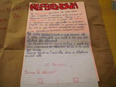 �Le salviamo?�. � questa la domanda che campeggia su un foglio di quaderno esposto nei corridoi dell�istituto comprensivo Aristide Gabelli, la scuola elementare frequentata dagli �attivisti�